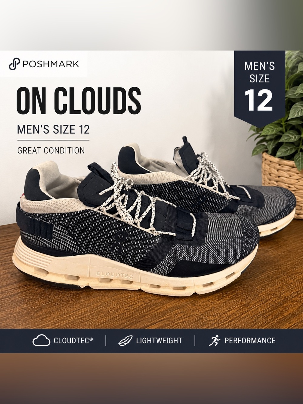 On Running Men's Sneakers in Black and Cream